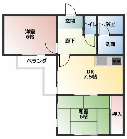 千寿ビル 302｜愛知県小牧市大字岩崎(賃貸マンション2DK・3階・45.00㎡)の写真 その2