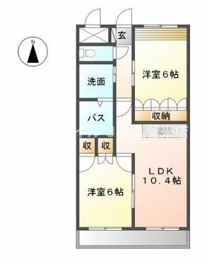 ロイヤルヒルズⅠ番館 105｜福岡県八女郡広川町大字広川(賃貸アパート2LDK・1階・51.30㎡)の写真 その2