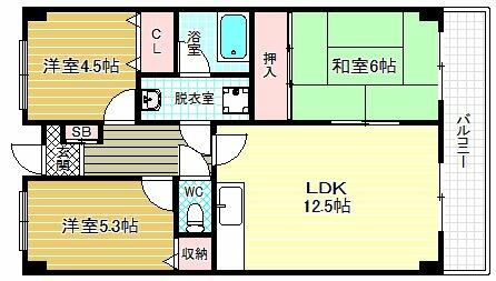 フローラルコート 607｜大阪府柏原市大県４丁目(賃貸マンション3LDK・6階・65.26㎡)の写真 その2