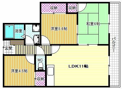 メゾンアザレア｜大阪府富田林市甲田１丁目(賃貸マンション3LDK・5階・63.10㎡)の写真 その2