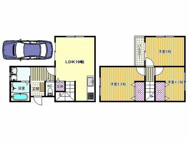 本郷２丁目戸建｜大阪府柏原市本郷２丁目(賃貸一戸建3LDK・--・63.37㎡)の写真 その2