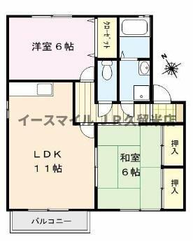 ベリークレセント 107｜福岡県久留米市上津町(賃貸アパート2LDK・1階・58.00㎡)の写真 その2