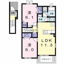 トレイン・ビューＢ 201 ｜ 宮城県遠田郡美里町青生字惣四郎（賃貸アパート2LDK・2階・57.07㎡） その2