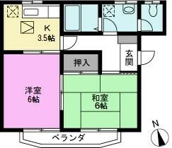 ヤマコシハイツ 202｜埼玉県春日部市八木崎町(賃貸アパート2K・2階・39.04㎡)の写真 その2