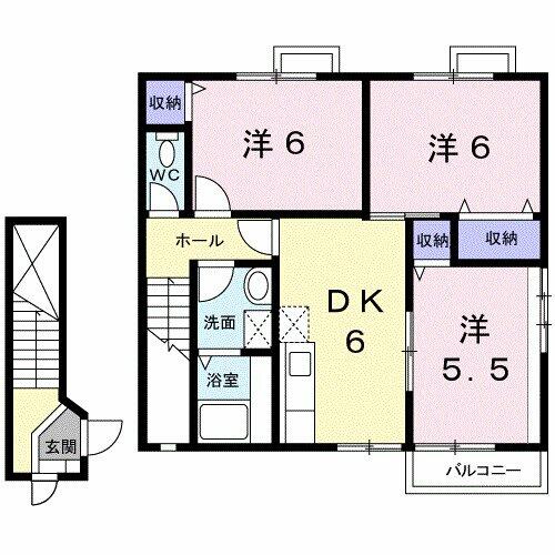 和歌山県和歌山市布引(賃貸アパート3DK・2階・63.55㎡)の写真 その2
