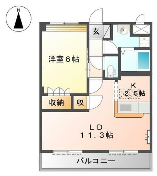 和歌山県和歌山市内原(賃貸アパート1LDK・2階・45.36㎡)の写真 その2
