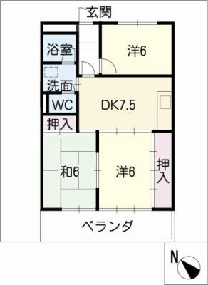 マンションエスポア２１｜三重県松阪市外五曲町(賃貸マンション3DK・3階・56.70㎡)の写真 その2