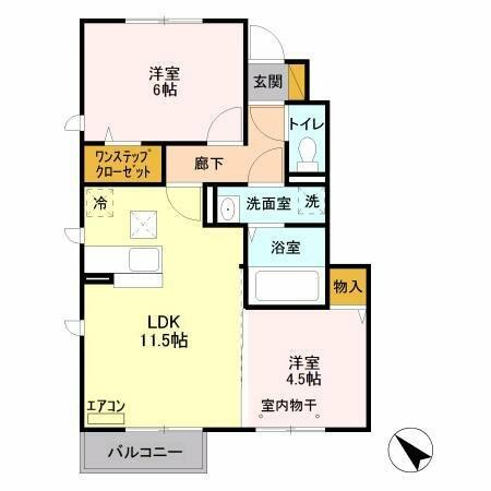 ロイヤルガーデンＫＩＲＩＮＯＫＩⅡ｜千葉県四街道市もねの里２丁目(賃貸アパート2LDK・1階・51.57㎡)の写真 その2