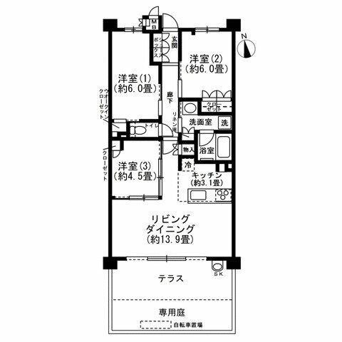 レ・ジェイド辻堂東海岸ＧＡＲＤＥＮ－ＳＩＤＥ　ＶＩＬＬＡ｜神奈川県藤沢市辻堂東海岸４丁目(賃貸マンション3LDK・1階・71.82㎡)の写真 その2