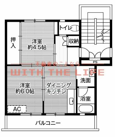 ビレッジハウス荒木 1-508｜福岡県久留米市荒木町白口(賃貸マンション2DK・5階・39.83㎡)の写真 その2