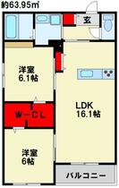 メゾンルポア大里 202 ｜ 福岡県北九州市門司区大里戸ノ上２丁目（賃貸アパート2LDK・2階・63.95㎡） その2