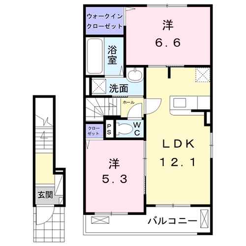 サンライト桜Ⅱ 205｜熊本県八代市平山新町(賃貸アパート2LDK・2階・58.94㎡)の写真 その2