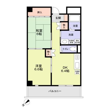 サンロワール和泉砂川 205｜大阪府泉南市信達牧野(賃貸マンション2DK・2階・50.06㎡)の写真 その2