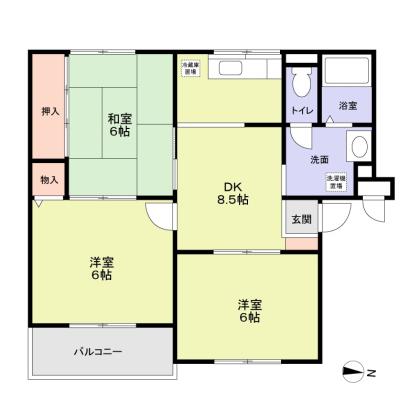 ニューリバーサイド八尾南Ｂ 301｜大阪府八尾市北木の本５丁目(賃貸マンション3DK・3階・58.29㎡)の写真 その2