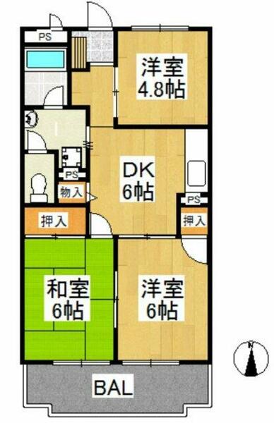 サンハイツ橋本第２ 0103｜東京都練馬区南大泉３丁目(賃貸マンション3DK・1階・55.00㎡)の写真 その2