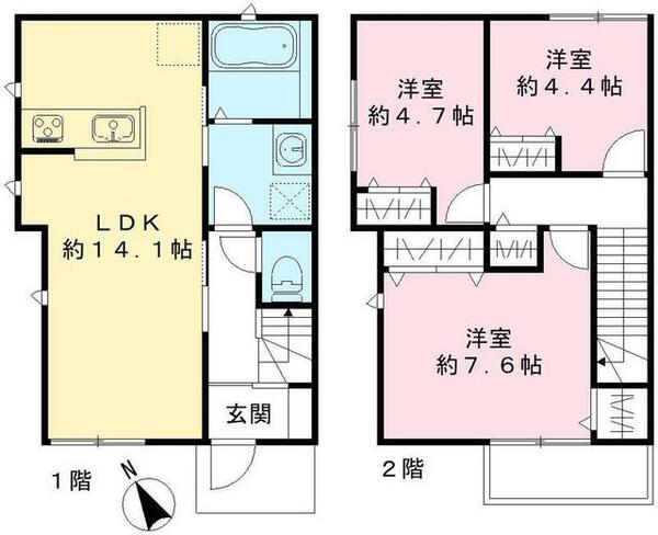 カーサビアンカ須和田 101｜千葉県市川市須和田１丁目(賃貸アパート3LDK・1階・75.37㎡)の写真 その2