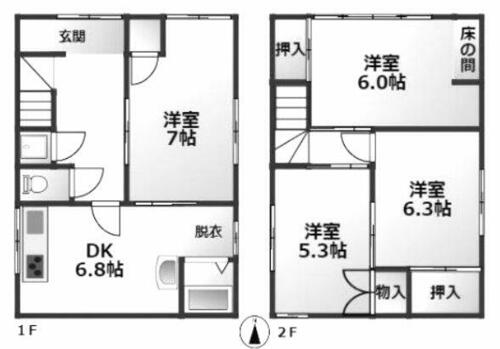 兵庫県神戸市垂水区五色山５丁目（一戸建）の賃貸物件の間取り