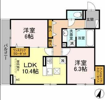 神奈川県川崎市中原区上小田中１丁目(賃貸アパート1LDK・2階・57.64㎡)の写真 その2