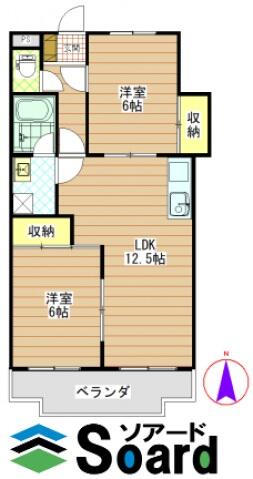 Ｗ＆Ｙ｜群馬県高崎市浜尻町(賃貸マンション2LDK・1階・50.07㎡)の写真 その2