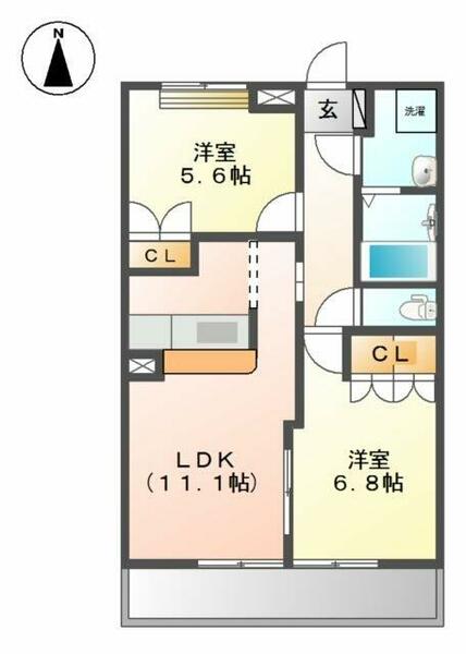 愛知県江南市小杁町長者毛東(賃貸アパート2LDK・2階・54.00㎡)の写真 その2