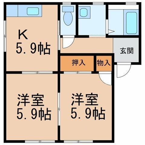 フォーレスローカット｜和歌山県岩出市金池(賃貸アパート2K・1階・43.84㎡)の写真 その2
