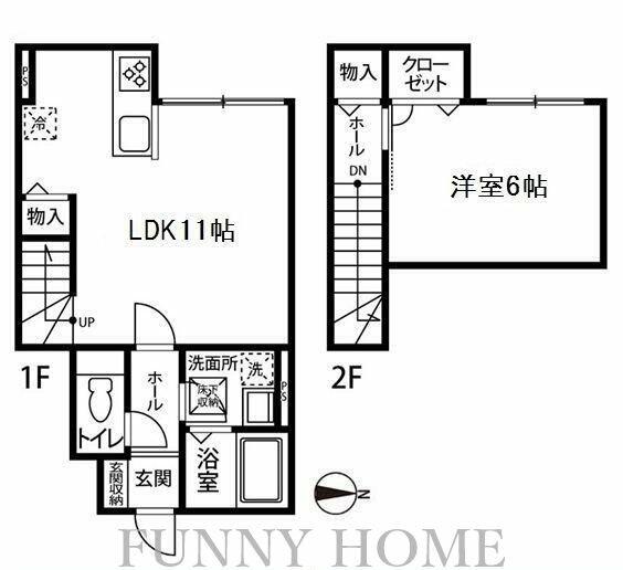 東京都世田谷区経堂２丁目(賃貸アパート1LDK・1階・44.30㎡)の写真 その2