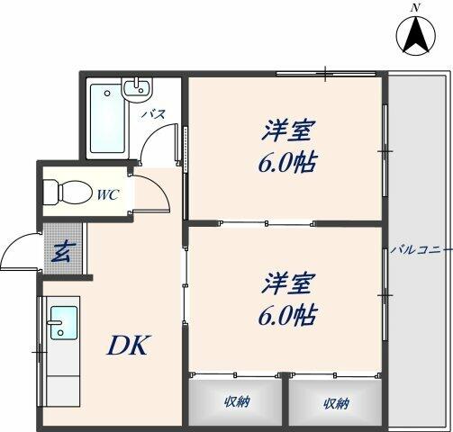 インテンス大東 4A｜大阪府大東市三箇４丁目(賃貸マンション2DK・4階・40.00㎡)の写真 その2