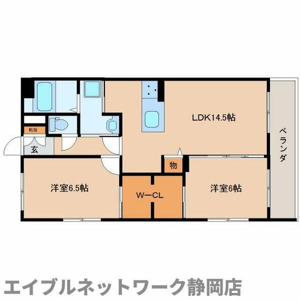 静岡県静岡市葵区新富町２丁目(賃貸マンション2LDK・1階・62.64㎡)の写真 その2