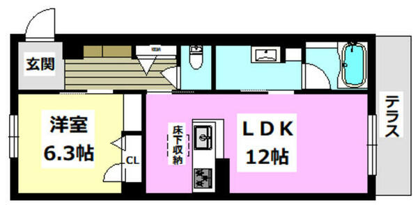 Ｂａｙ　Ｔｒｅｅ 106｜大阪府吹田市岸部北３丁目(賃貸マンション1LDK・1階・47.09㎡)の写真 その2