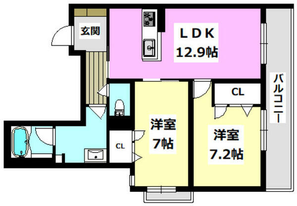 Ｂａｙ　Ｔｒｅｅ 303｜大阪府吹田市岸部北３丁目(賃貸マンション2LDK・3階・63.88㎡)の写真 その2