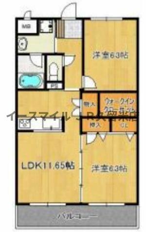 デ・ゾン　カタブチ 202｜福岡県久留米市大善寺南１丁目(賃貸マンション2LDK・2階・60.00㎡)の写真 その2