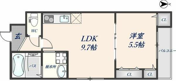 フジパレス近鉄八尾Ⅰ番館 201｜大阪府八尾市荘内町１丁目(賃貸アパート1LDK・2階・37.40㎡)の写真 その2