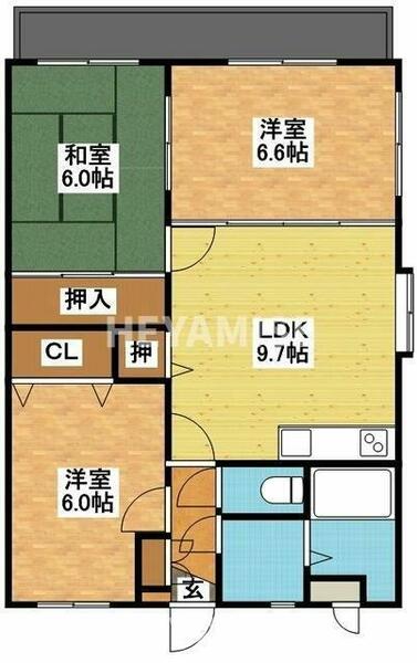 イマージュＭ 201｜長崎県西彼杵郡時津町日並郷(賃貸マンション3LDK・2階・63.17㎡)の写真 その2