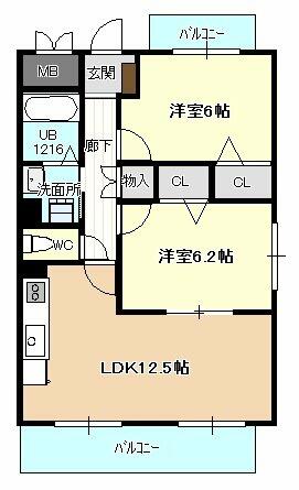 愛知県北名古屋市鹿田合田(賃貸マンション2LDK・2階・55.10㎡)の写真 その2