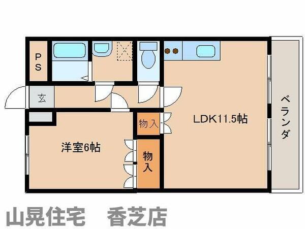 奈良県香芝市下田西２丁目(賃貸マンション1LDK・1階・41.04㎡)の写真 その2