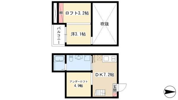 サンエイブリッジⅠ 102｜愛知県名古屋市中村区猪之越町１丁目(賃貸アパート1DK・1階・22.90㎡)の写真 その2