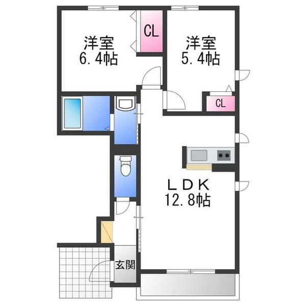 シャーメゾン　サンクチュエールＢ｜大阪府和泉市池田下町(賃貸アパート2LDK・1階・53.44㎡)の写真 その2