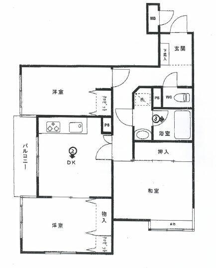 ライオンズマンション京王多摩川｜東京都調布市多摩川３丁目(賃貸マンション3DK・3階・55.99㎡)の写真 その2