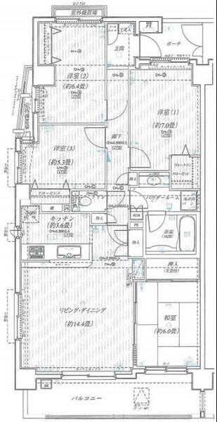 日神パレステージ石神井台｜東京都練馬区石神井台４丁目(賃貸マンション4LDK・2階・95.30㎡)の写真 その2