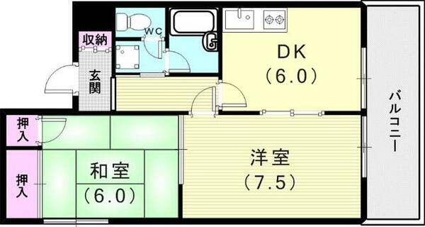 兵庫県神戸市垂水区西舞子５丁目(賃貸マンション2DK・2階・41.00㎡)の写真 その2