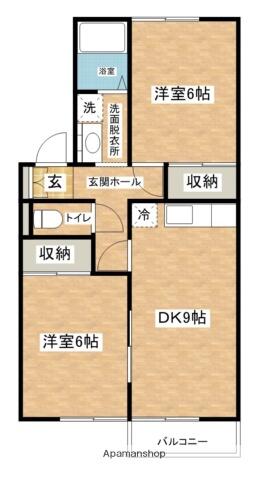 秋田県横手市八幡字石町(賃貸アパート2DK・2階・50.12㎡)の写真 その2