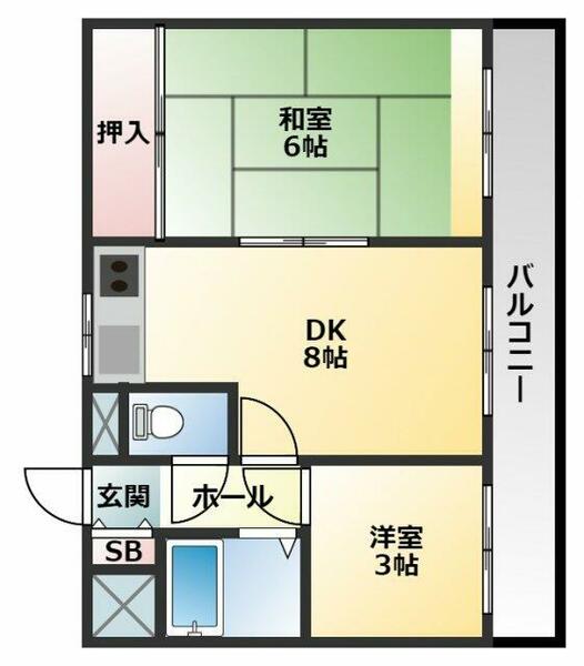 るなまんしょんⅢ 402｜大阪府八尾市八尾木北５丁目(賃貸マンション2DK・4階・40.05㎡)の写真 その2