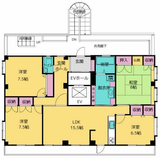 ヴィレッヂ若葉｜千葉県千葉市若葉区原町(賃貸マンション4LDK・4階・113.65㎡)の写真 その2