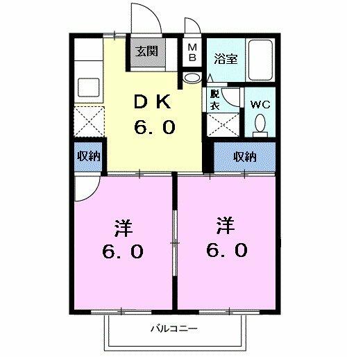 シティハイツ天伯Ⅱ 202｜愛知県蒲郡市三谷町弥生１丁目(賃貸アパート2DK・2階・39.60㎡)の写真 その2