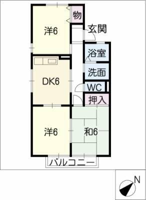 セジュールＰａｒｔ１｜愛知県豊橋市東脇４丁目(賃貸アパート3DK・2階・55.39㎡)の写真 その2