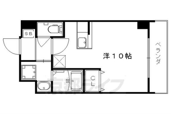 京都府京都市右京区西京極北庄境町(賃貸マンション1R・5階・25.74㎡)の写真 その2