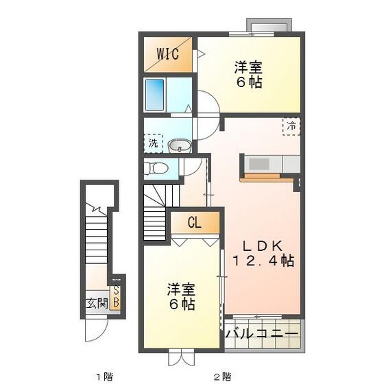 ブリュワリー豊洲 2-203｜三重県津市河芸町影重(賃貸アパート2LDK・2階・58.52㎡)の写真 その2