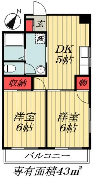 アーバンマンション｜千葉県船橋市市場３丁目(賃貸マンション2DK・2階・43.00㎡)の写真 その2