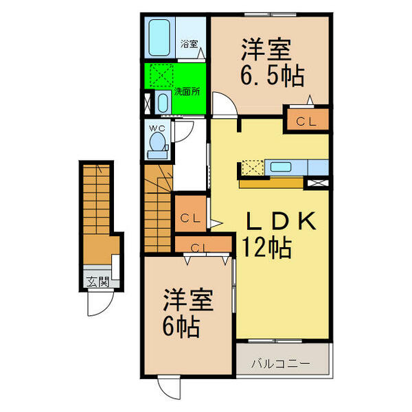 プラシード本浦Ａ 202｜徳島県徳島市論田町本浦中(賃貸アパート2LDK・1階・46.49㎡)の写真 その2