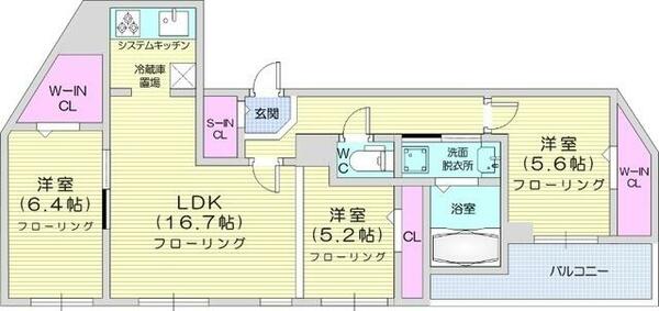 ＭＩＹＡＮＯＭＯＲＩ－ＣＩＴＹ．ＳＴＥＬＬＡ｜北海道札幌市中央区宮の森二条１１丁目(賃貸マンション3LDK・3階・79.14㎡)の写真 その2
